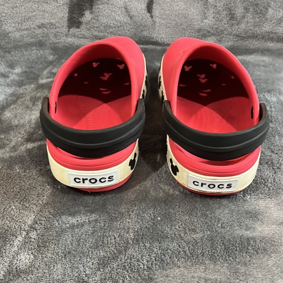 Crocs Crocband Mickey Mouse Sz J-2 Red/Black/White GUC - Picture 4 of 6